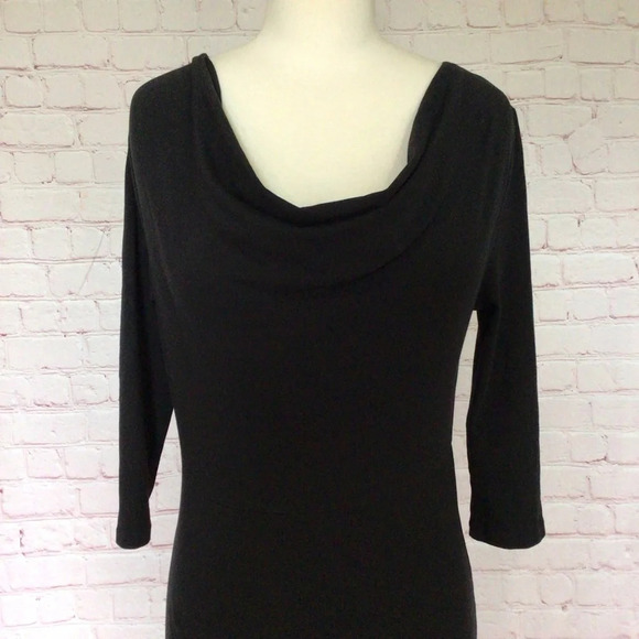 J. Crew Black Cowl Neck 3/4 Length Sleeve Pullover Dress - Size XS - Picture 2 of 9